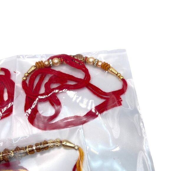Set of 3 red thread Raakhi indie bracelets - Picture 2 of 3